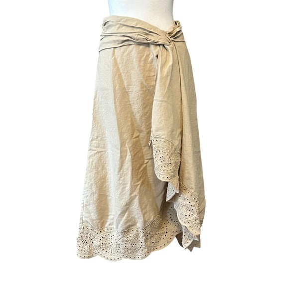 Jason Wu Dresses & Skirts - Jason Wu Linen blend Doile high waist midi faux wrap skirt SZ 6 in Sand